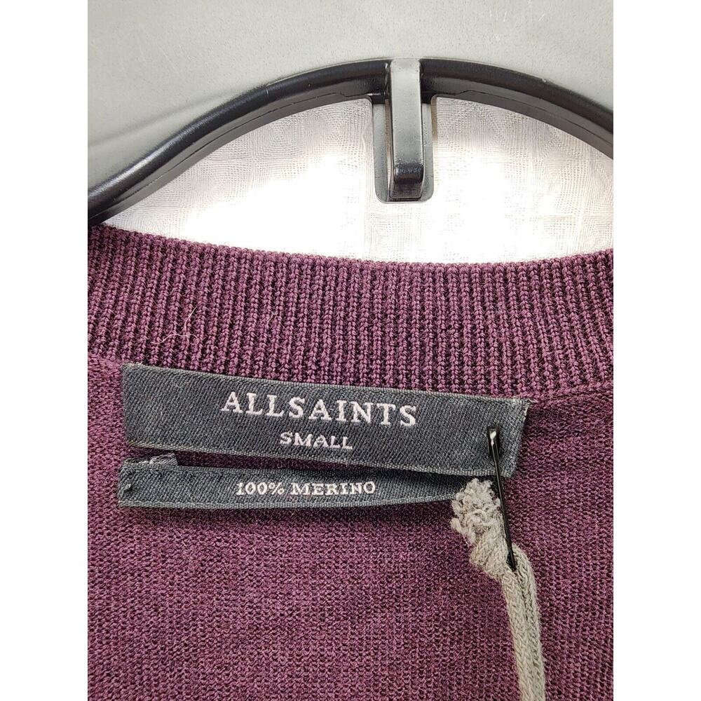 All Saints Sweater Womens Large Libby Crew Neck 100% Merino Wool Purple High Low - Picture 4 of 12